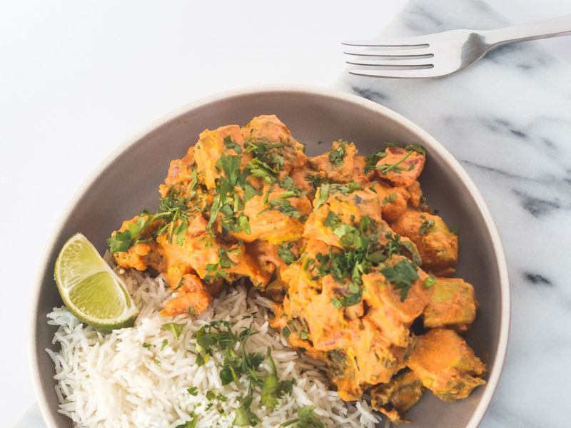 Mild butter chicken with rice