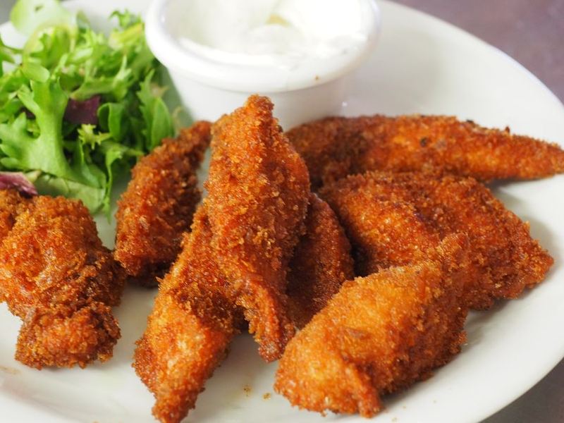 Cornflake-crusted chicken strips