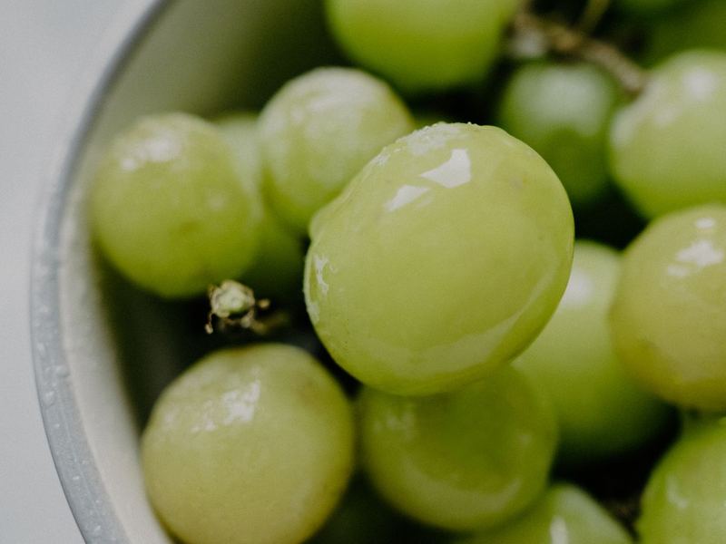Frozen grape halves