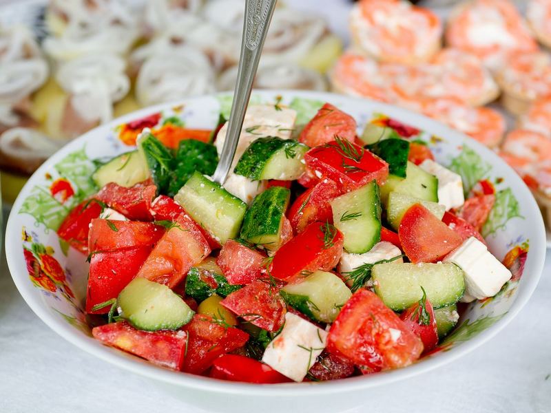 Cucumber, tomato and feta salad