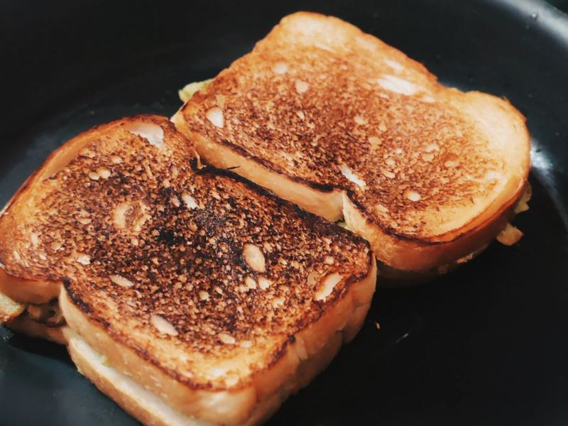 Golden grilled cheese triangles