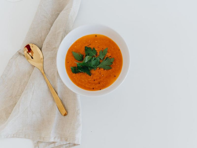 Smooth lentil and carrot soup