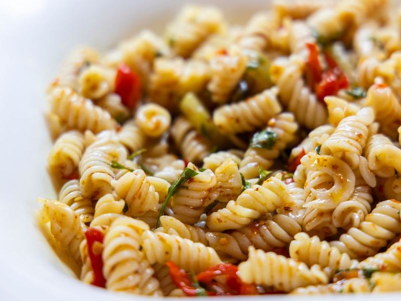 Rainbow pasta salad